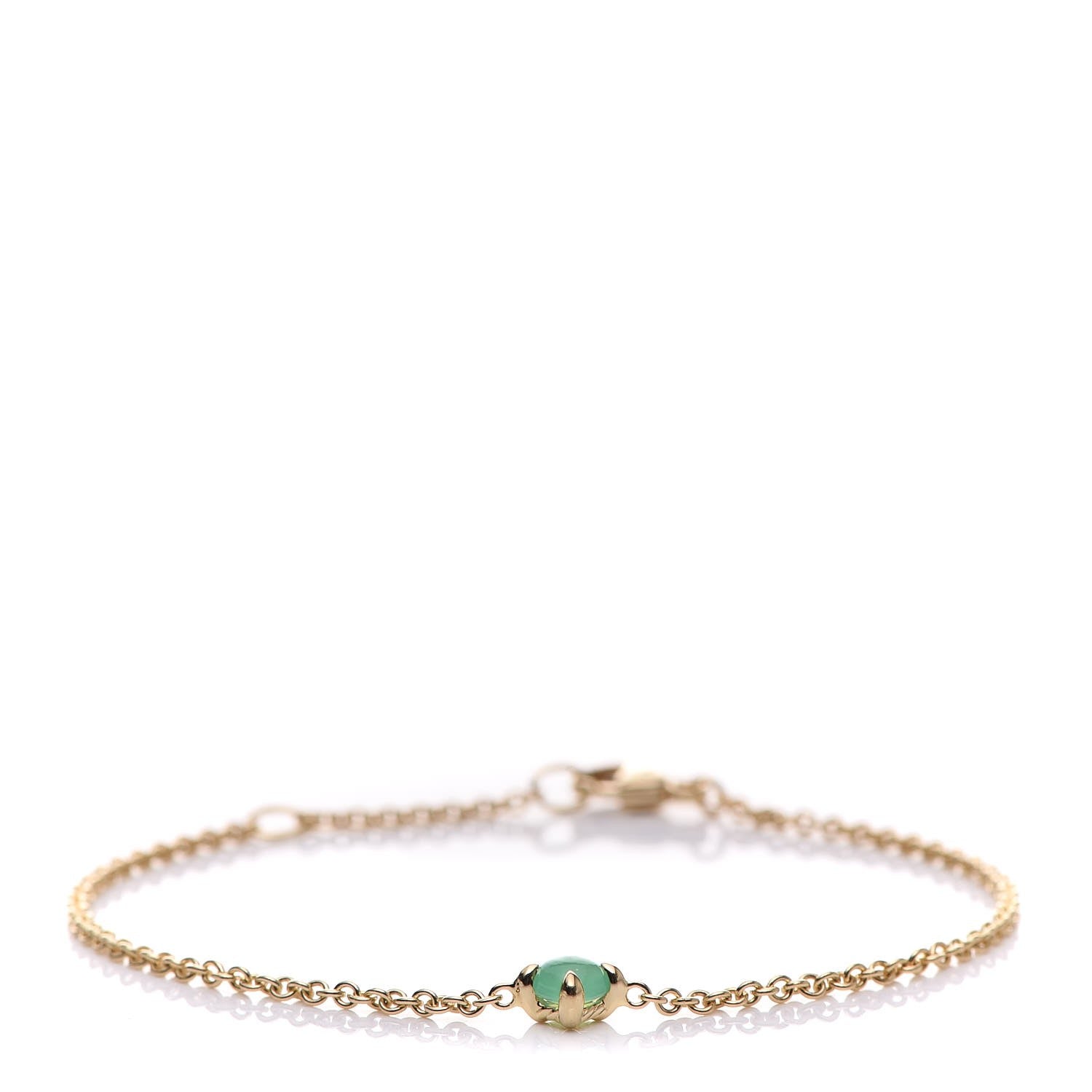 David Yurman 18K Yellow Gold 4mm Chrysoprase Chatelaine Bracelet 1 of 7