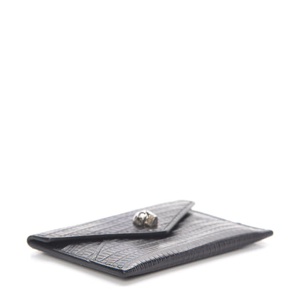 Alexander McQueen Calfskin Lizard Embossed Skull Envelope Card Holder Black 4 of 7