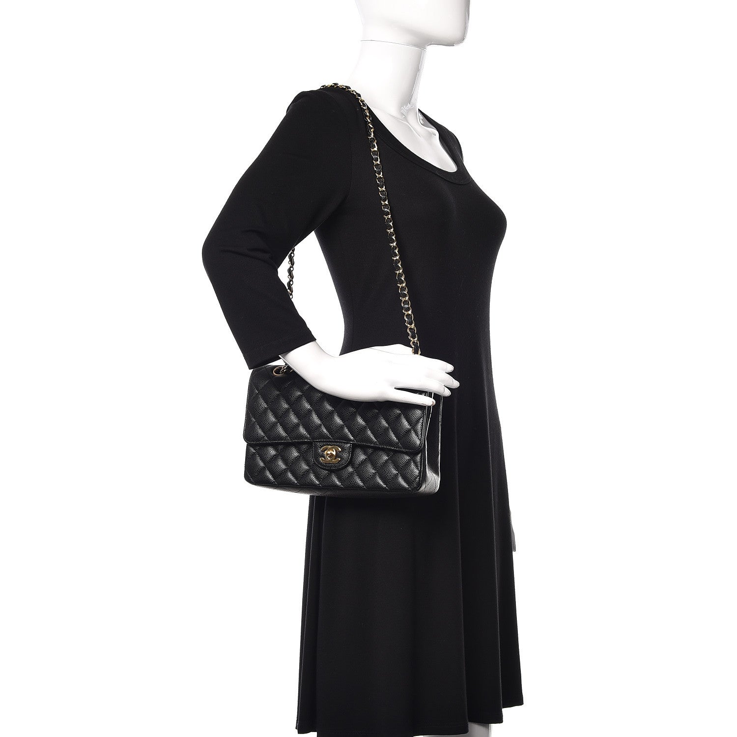 Chanel Caviar Quilted Medium Double Flap Black 2 of 11