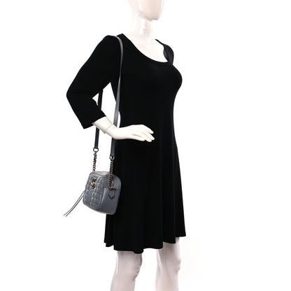 Gucci Calfskin Matelasse Aria Small GG Marmont Chain Shoulder Bag Deep Grey 2 of 10