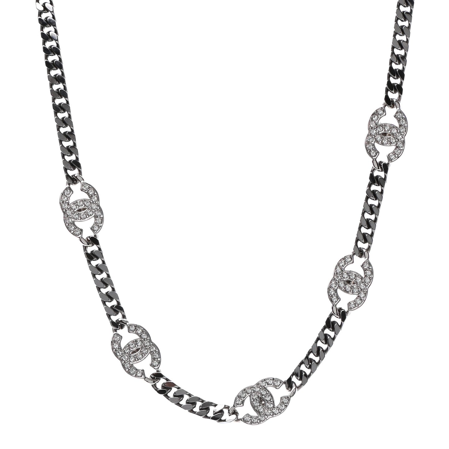 Ruthenium Crystal Chain CC Choker Silver