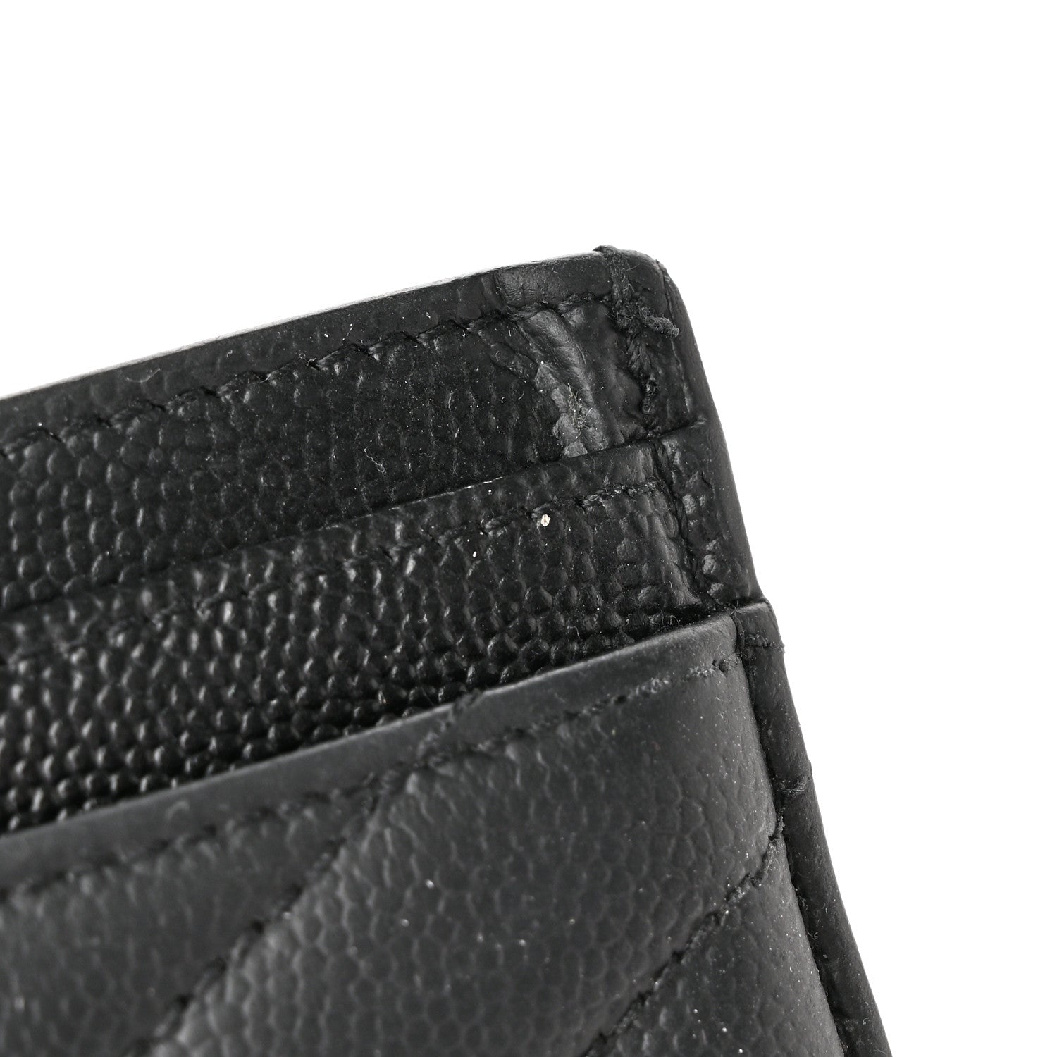 Saint Laurent Grain De Poudre Matelasse Chevron Monogram Credit Card Case Black 10 of 12