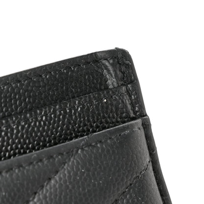 Saint Laurent Grain De Poudre Matelasse Chevron Monogram Credit Card Case Black 10 of 12