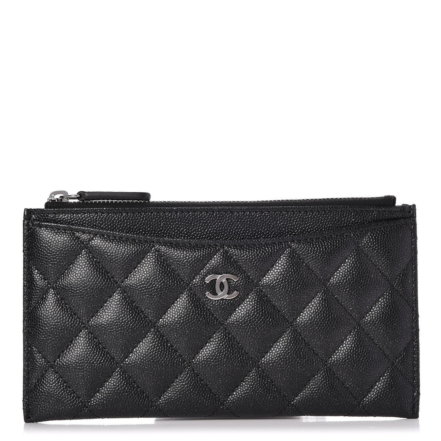 Chanel Iridescent Caviar Quilted Classic Zip Pouch Black 1 of 8