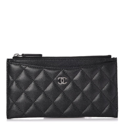Chanel Iridescent Caviar Quilted Classic Zip Pouch Black 1 of 8