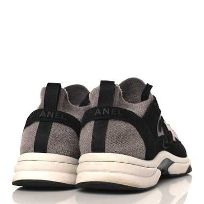 Chanel Fabric Suede Calfskin CC Sneakers 41 Grey Black 4 of 7