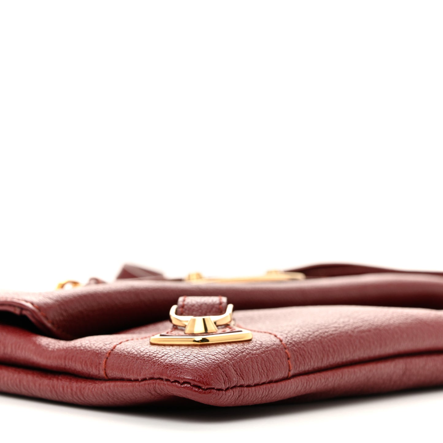 Chevre Gold Metallic Edge Hardware Envelope Clutch Bordeaux