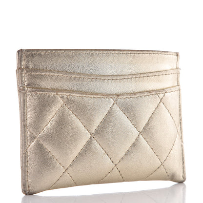 Chanel Metallic Lambskin Quilted CC Card Holder Gold 3 of 8