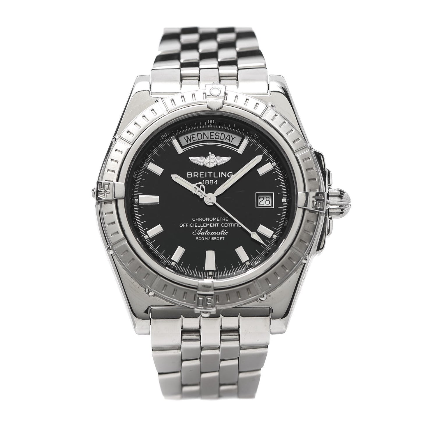 Stainless Steel 43mm Headwind Day Date Automatic Watch Black A45355