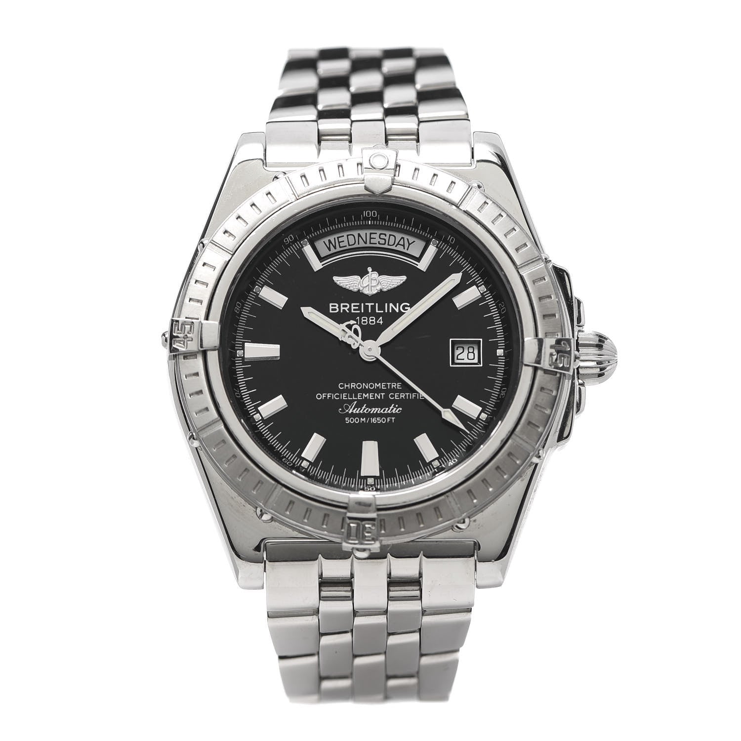 Breitling Stainless Steel 43mm Headwind Day Date Automatic Watch Black A45355 1 of 6
