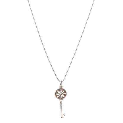 Tiffany Sterling Silver Diamond Small Daisy Key Pendant Necklace 1 of 9