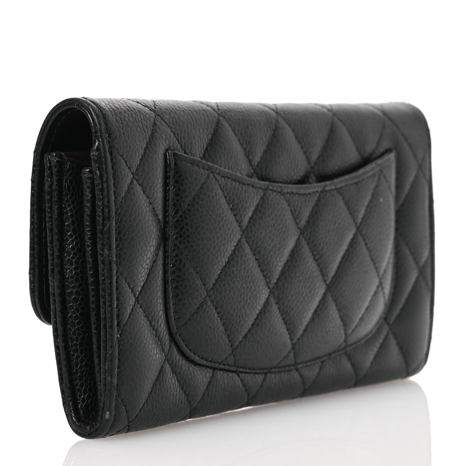 Chanel Caviar Quilted Large Gusset Flap Wallet Black 3 of 15