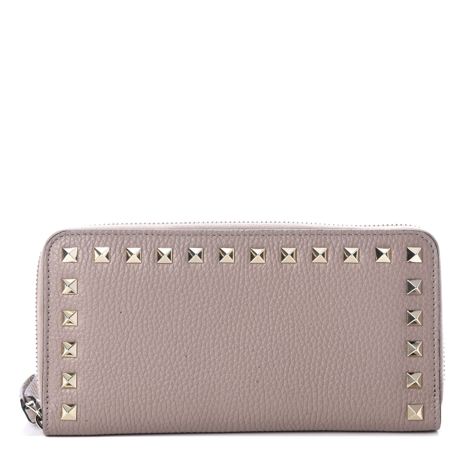 Valentino Garavani Grained Calfskin Rockstud Zip Around Wallet Poudre 1 of 6