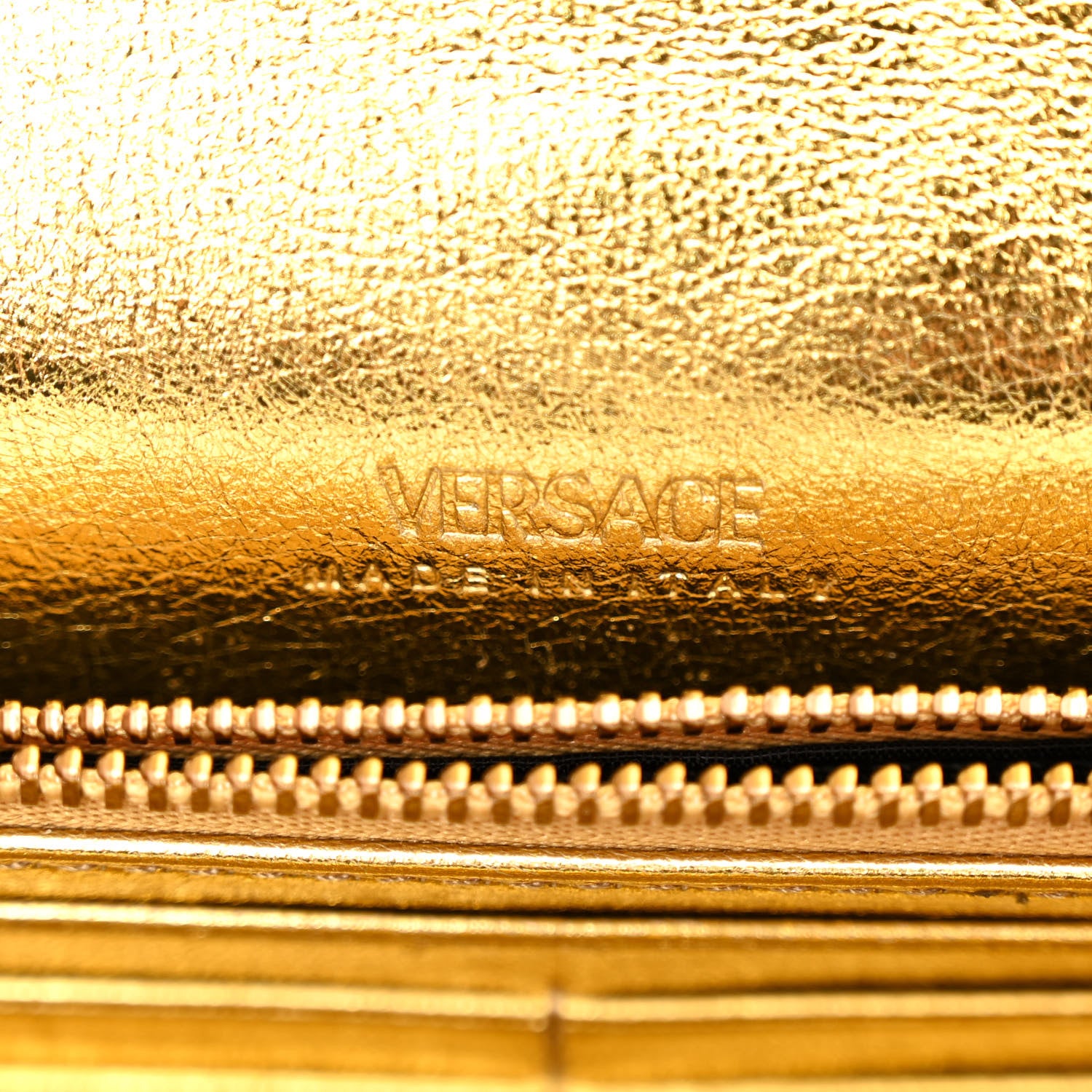 Versace Metallic Crocodile Embossed Calfskin Greca Goddess Wallet On Chain Gold 6 of 10