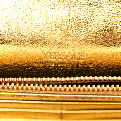 Versace Metallic Crocodile Embossed Calfskin Greca Goddess Wallet On Chain Gold 6 of 10