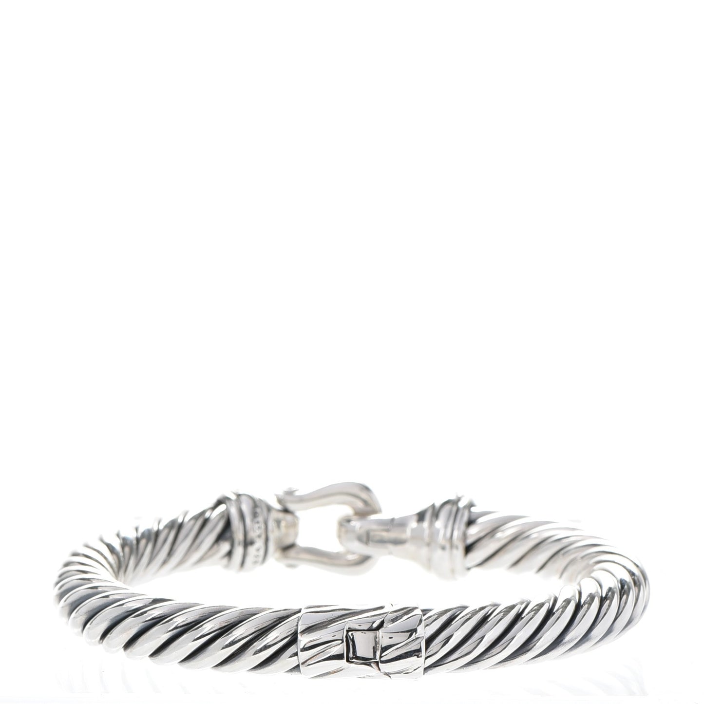 Sterling Silver Diamond 8.5mm Cable Buckle Bracelet