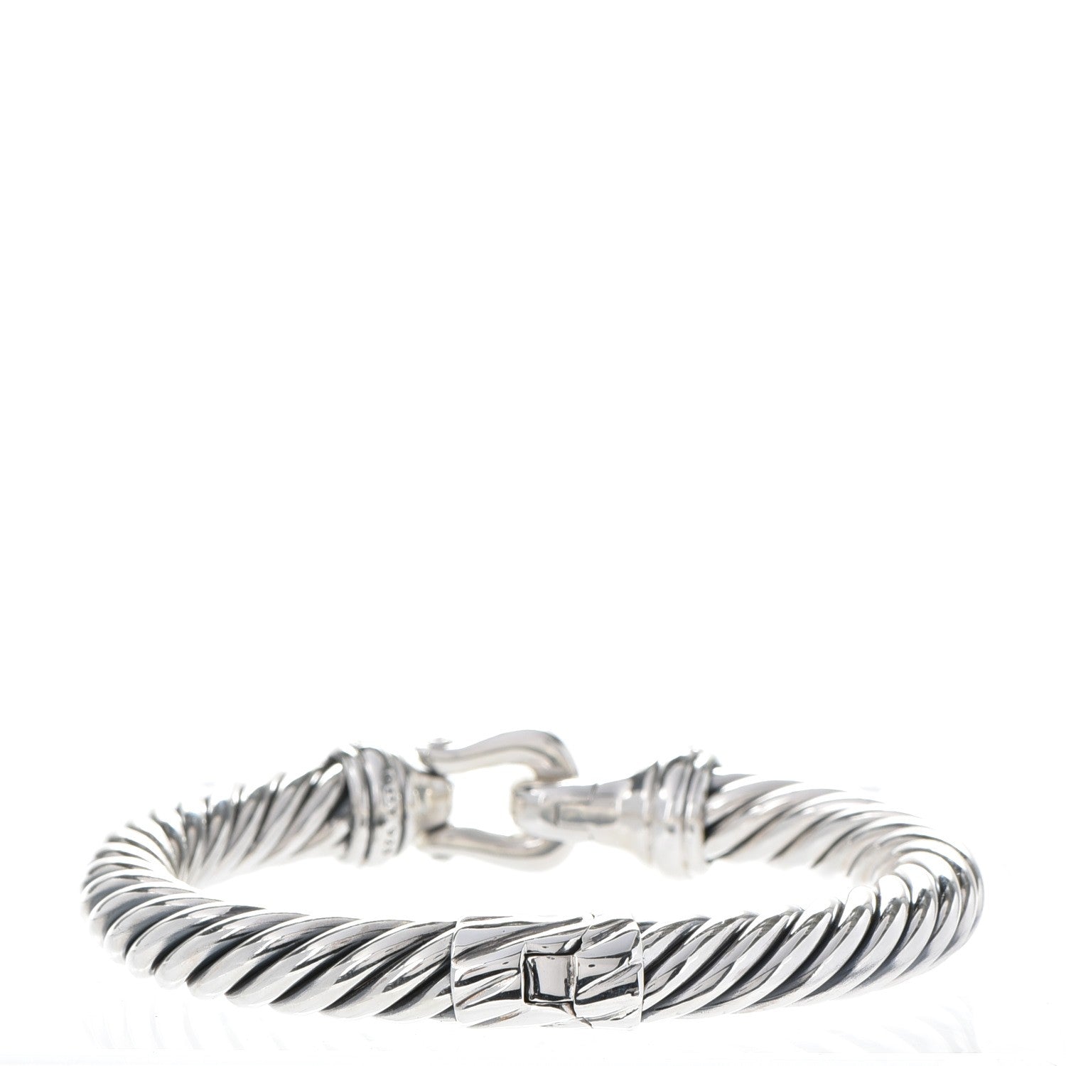 David Yurman Sterling Silver Diamond 8.5mm Cable Buckle Bracelet 3 of 5