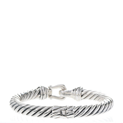David Yurman Sterling Silver Diamond 8.5mm Cable Buckle Bracelet 3 of 5
