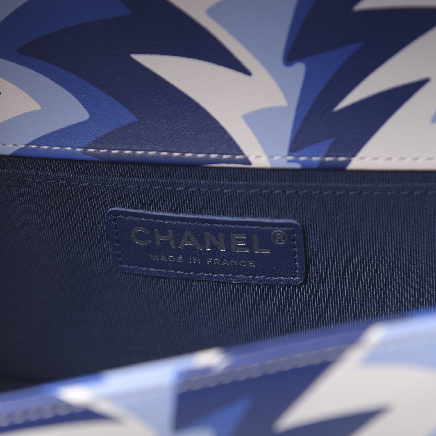 Chanel Printed Calfskin Medium Boy Flap Blue White 6 of 10