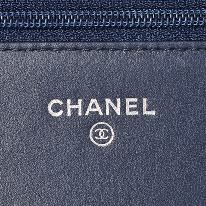 Chanel Lambskin Quilted CC Crossing Wallet On Chain WOC Blue 7 of 10