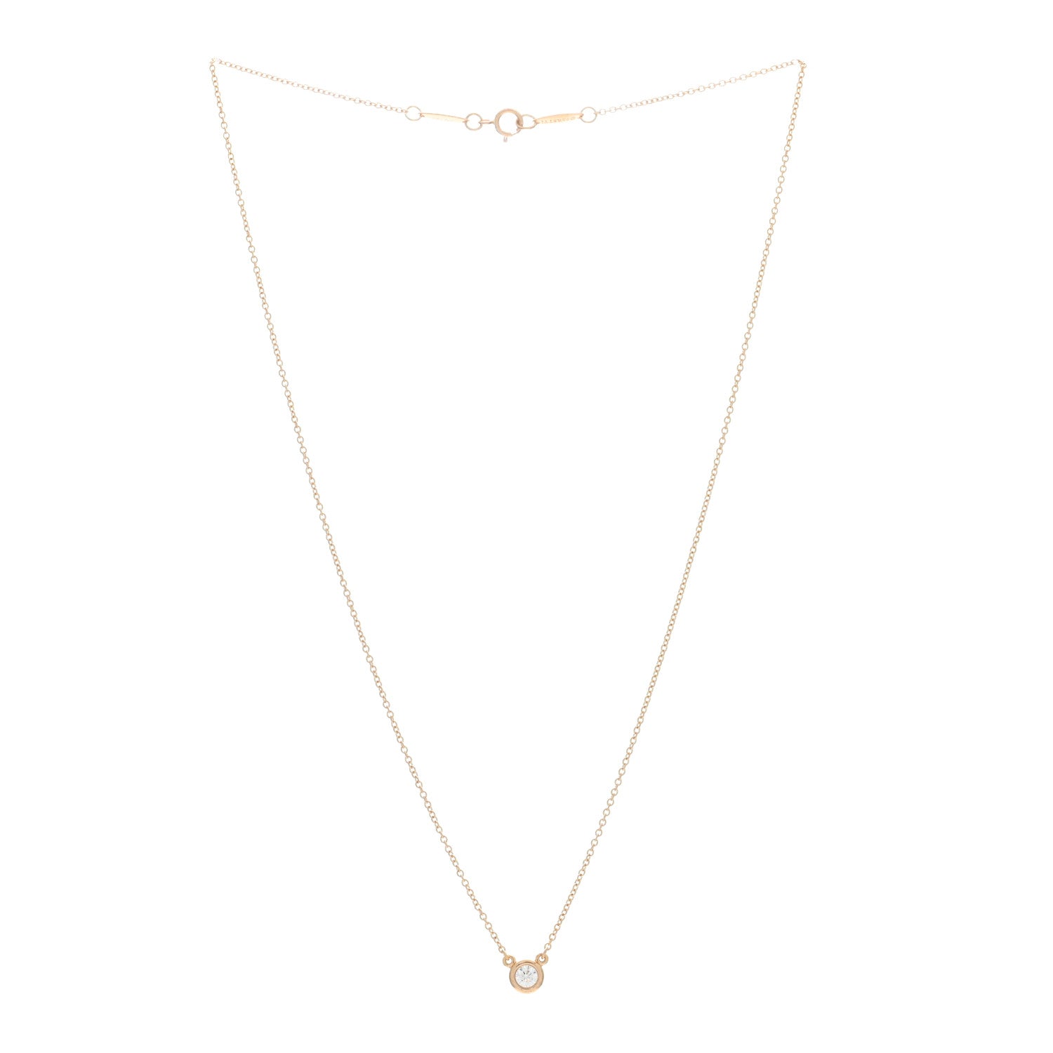 Tiffany 18K Yellow Gold Diamond .12ct Elsa Peretti Diamonds by the Yard Pendant Necklace 2 of 5