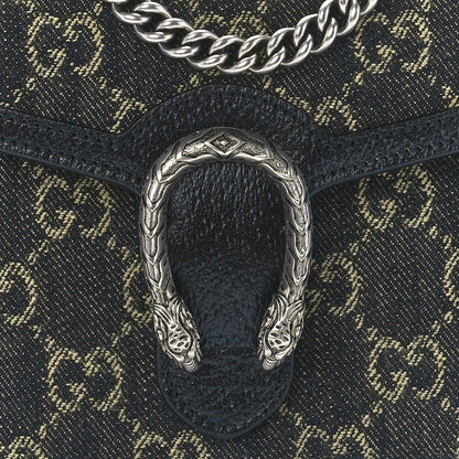 Gucci Jacquard Black Denim GG Monogram Mini Dionysus Chain Wallet Black Ivory 7 of 11