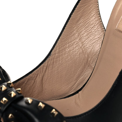Valentino Garavani Nappa Rockstud Peep Toe Bow Platform Pumps 38 Black 9 of 10