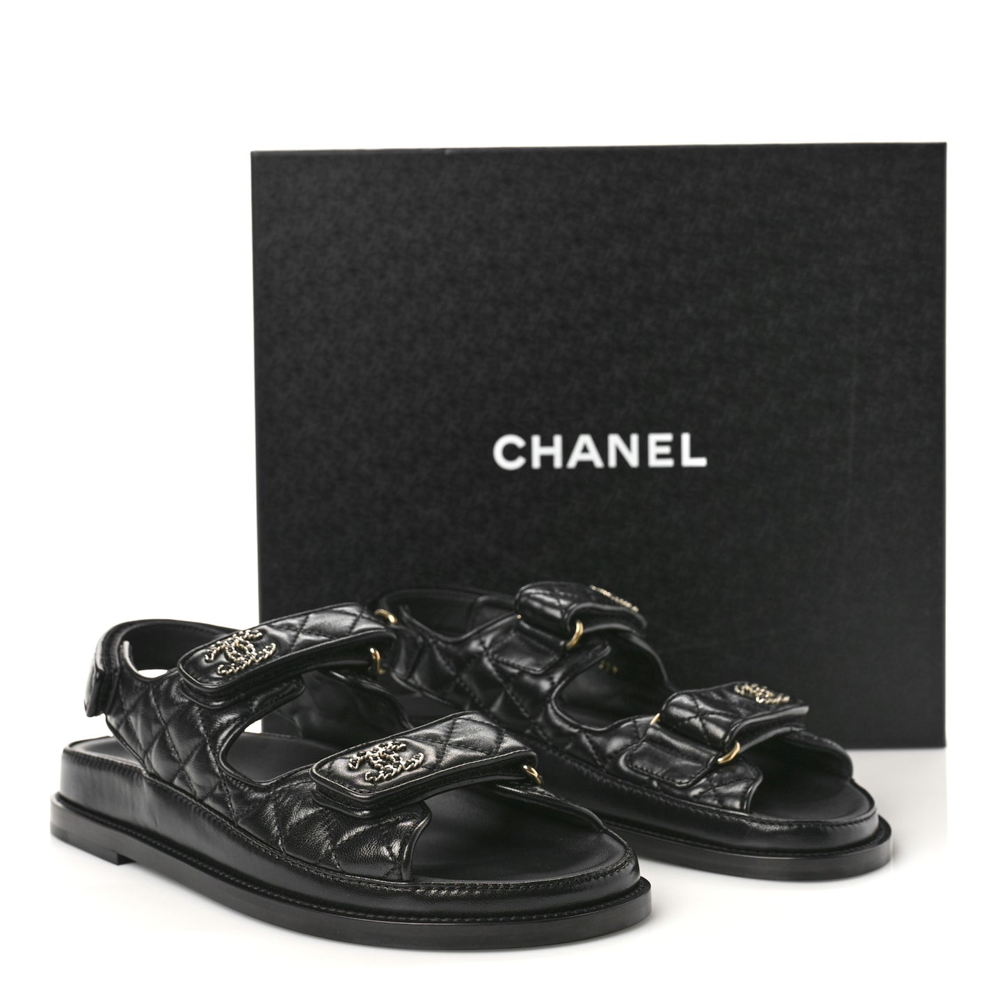 Lambskin Velcro Dad Sandals 38 Black