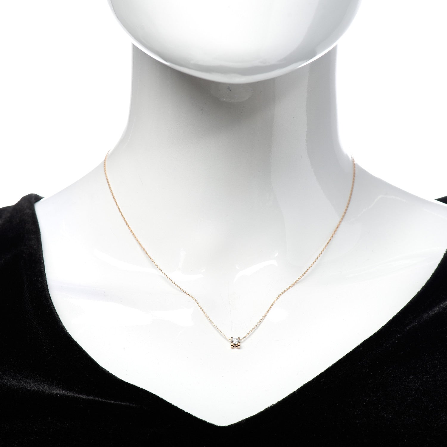 Cartier 18K Pink Gold Diamond .18ct C De Pendant Necklace 2 of 5