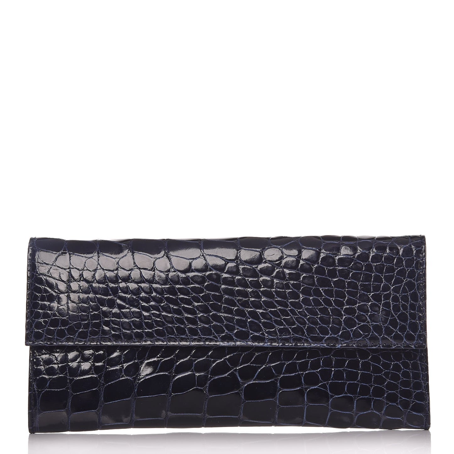 Crocodile Embossed Flap Wallet Blue