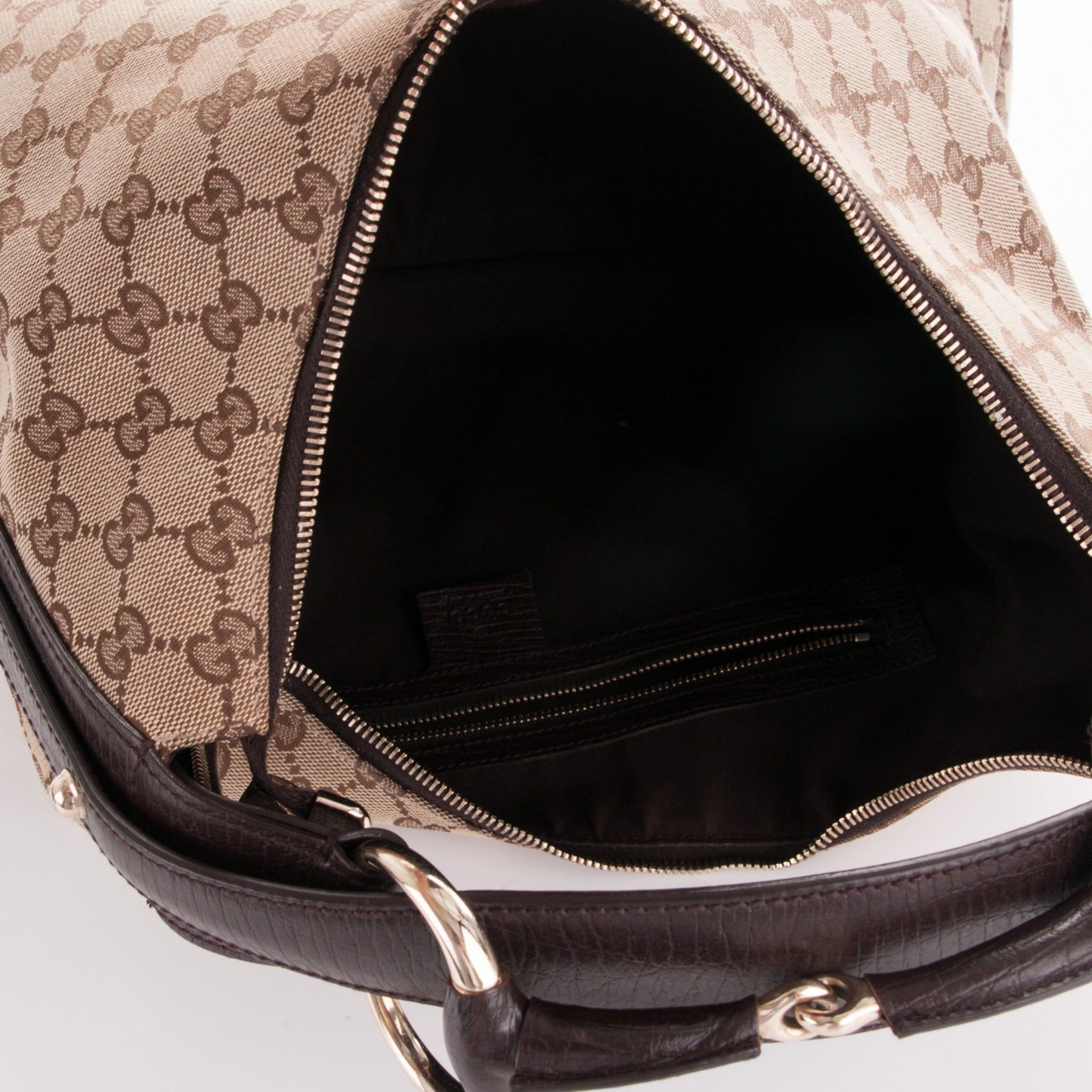 Monogram Medium Horsebit Chain Hobo Dark Brown