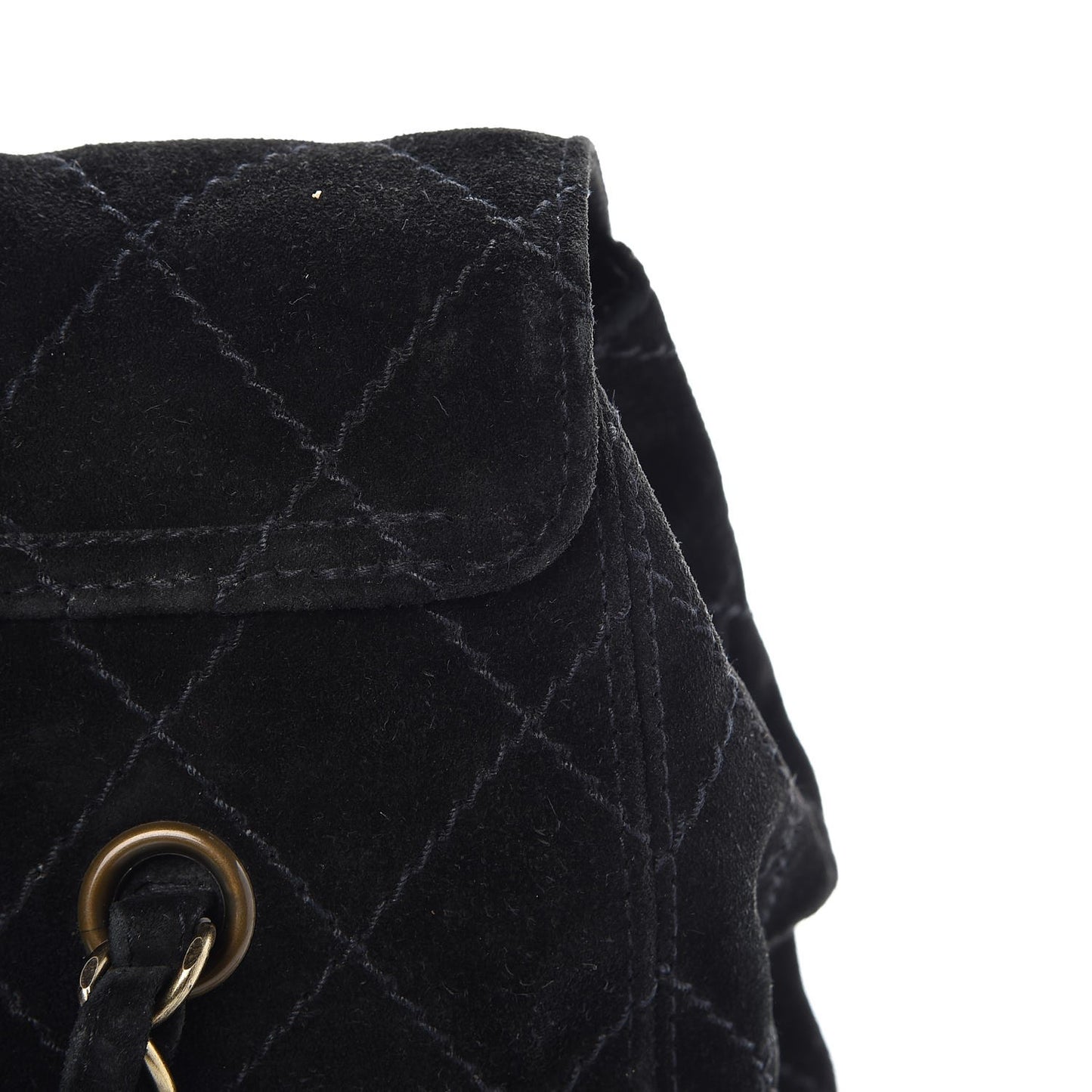 Suede Stitched Single Flap Black