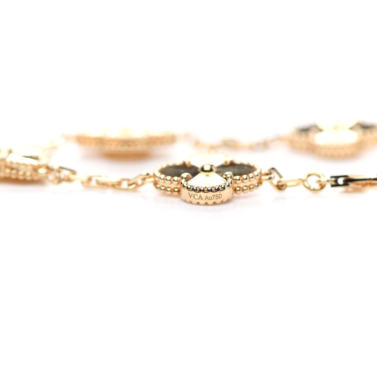 18K Yellow Gold 5 Motifs Guilloche Vintage Alhambra Bracelet