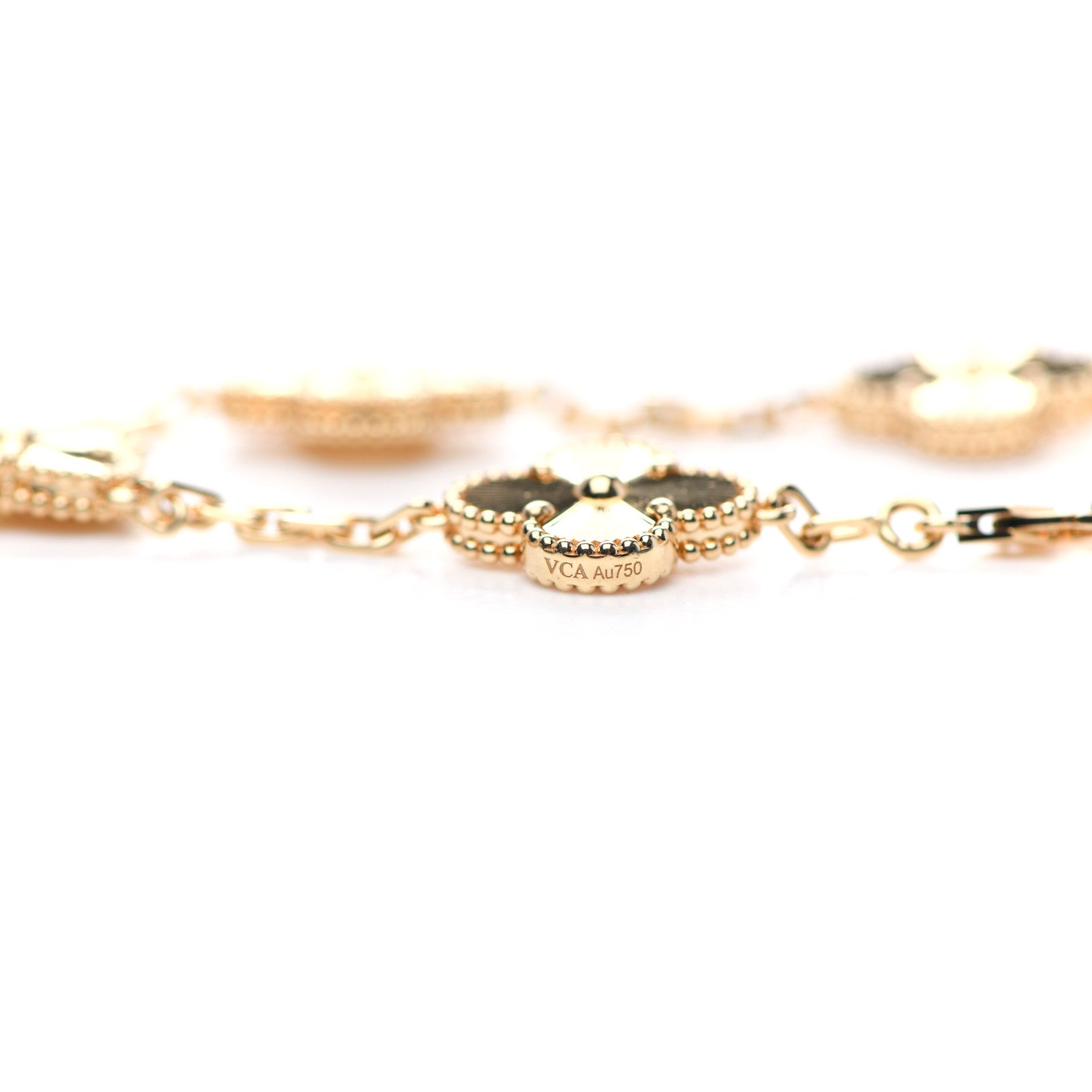 Van Cleef & Arpels 18K Yellow Gold 5 Motifs Guilloche Vintage Alhambra Bracelet 4 of 6