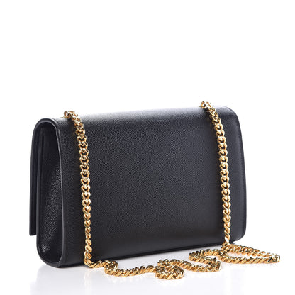 Saint Laurent Grain De Poudre Small Monogram Kate Satchel Black 3 of 8