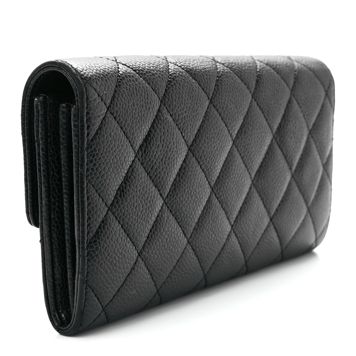 Chanel Caviar Quilted Large Gusset Flap Wallet Black 3 of 12