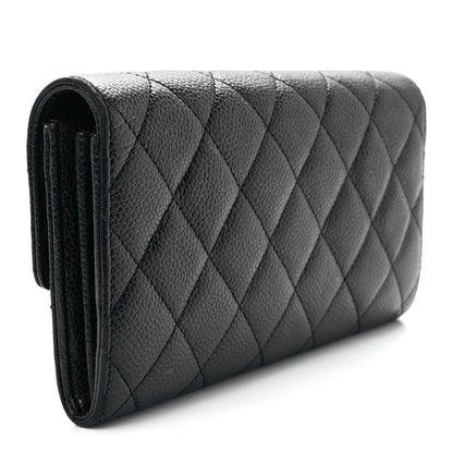 Chanel Caviar Quilted Large Gusset Flap Wallet Black 3 of 12