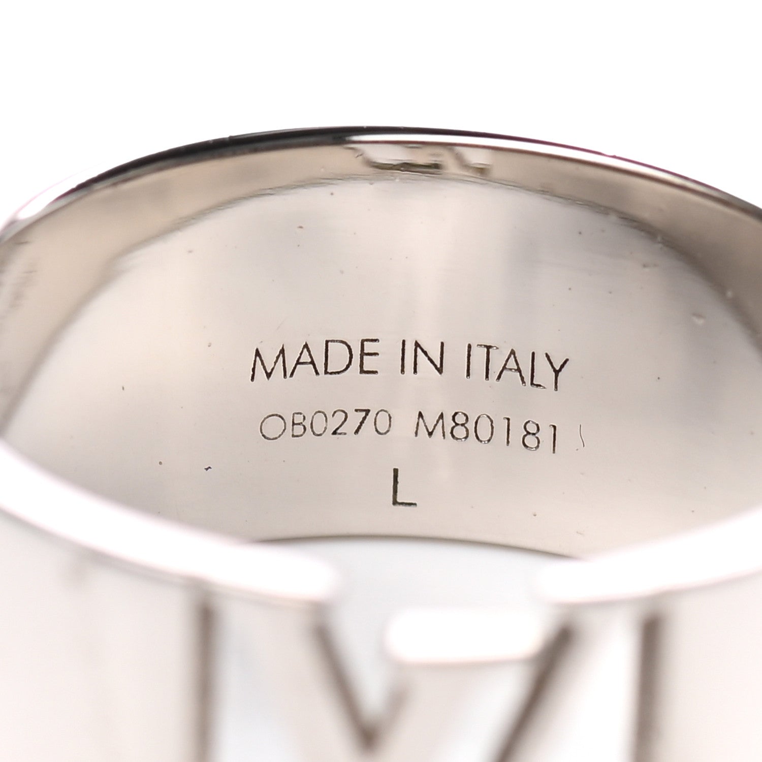 Louis Vuitton Metal LV Signature Logo Ring L Silver 4 of 5