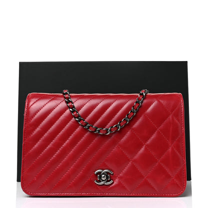 Chanel Lambskin Quilted Coco Boy Wallet On Chain WOC Red 9 of 9