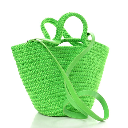 Balenciaga Nylon Lambskin Woven Small Ibiza Basket With Strap Green 3 of 8