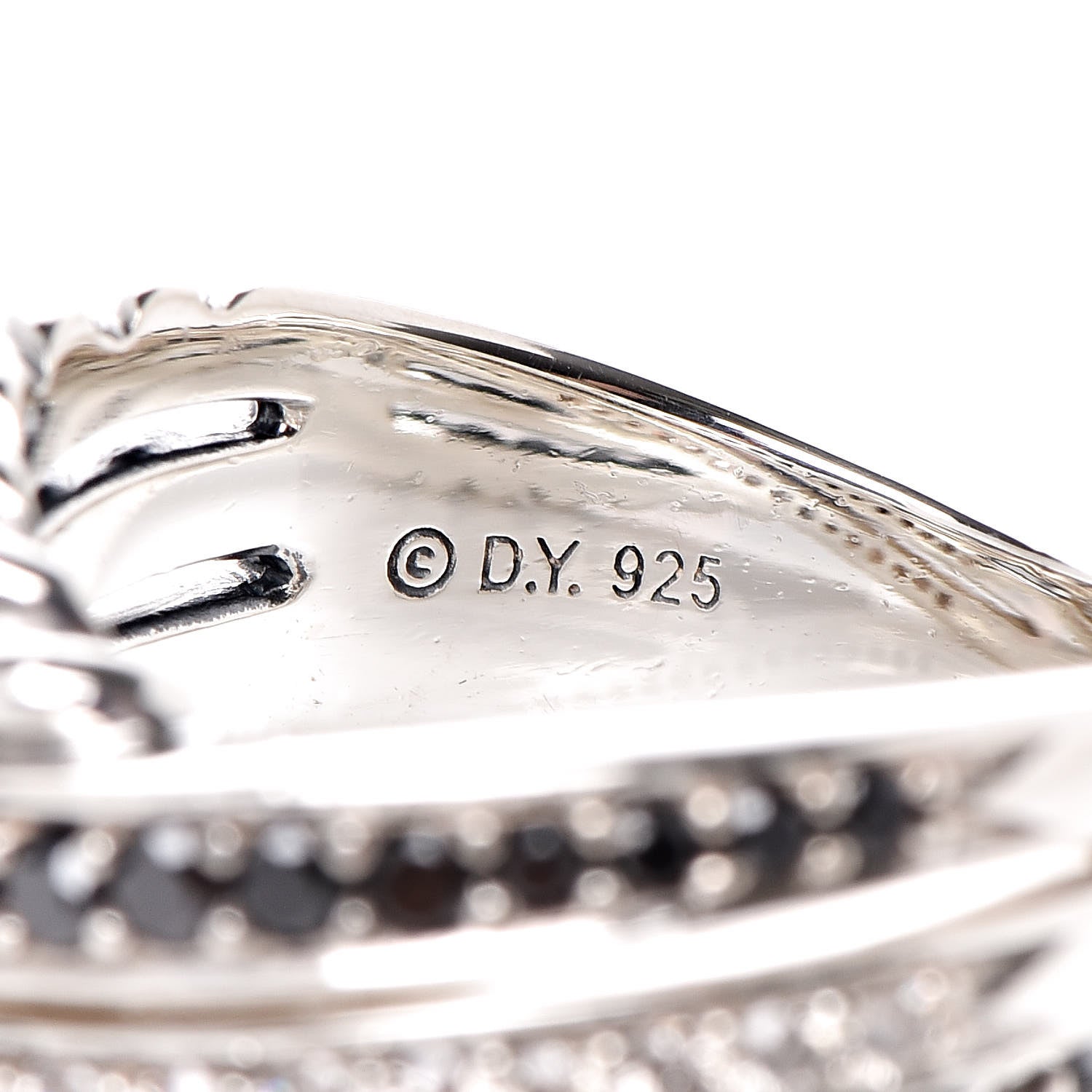 David Yurman Sterling Silver Diamond Black Diamond 11mm Crossover Ring 52 6 5 of 6
