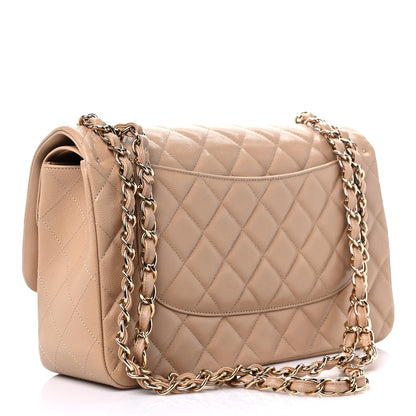 Chanel Caviar Quilted Jumbo Double Flap Beige 3 of 10