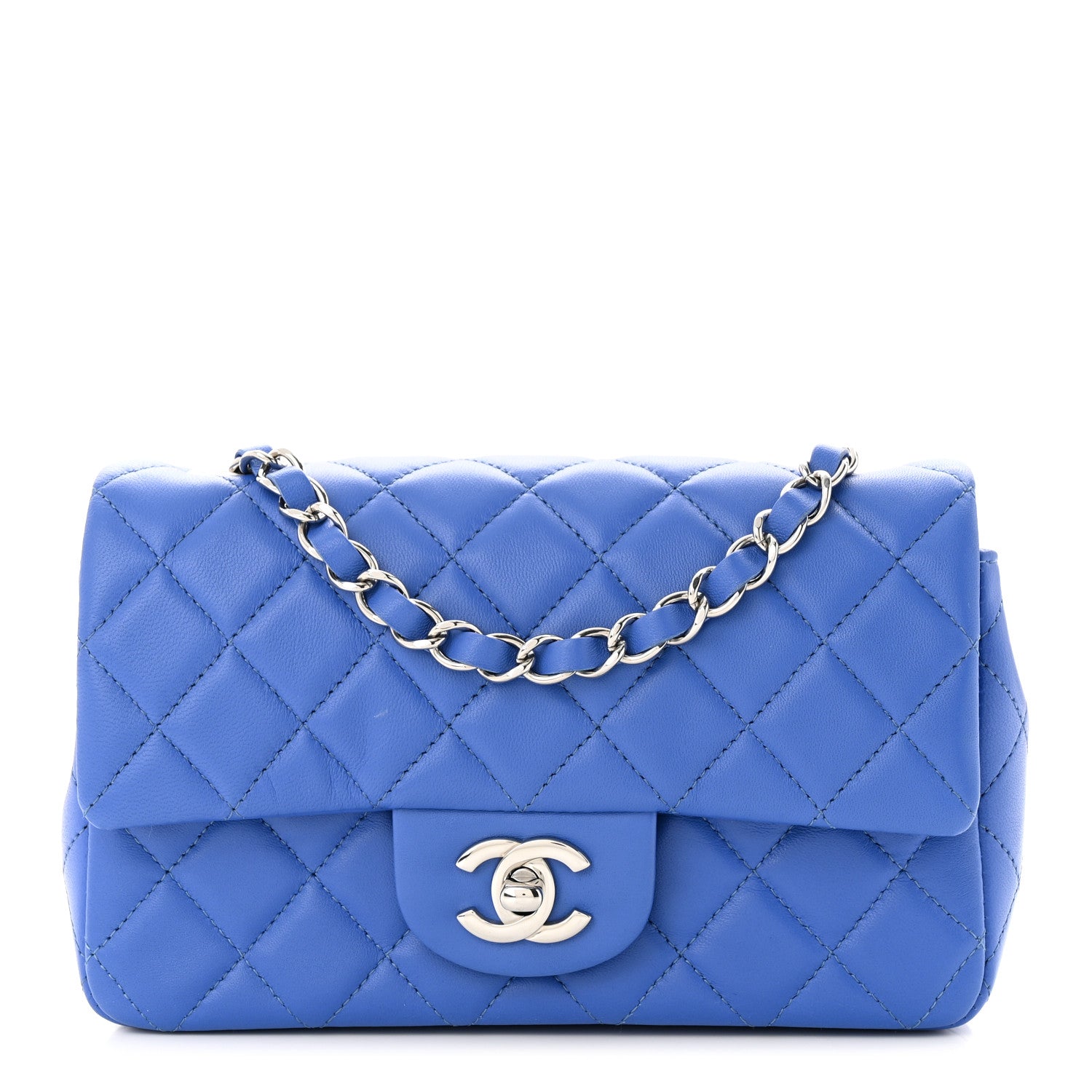 Chanel Lambskin Quilted Mini Rectangular Flap Blue 1 of 12