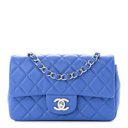 Chanel Lambskin Quilted Mini Rectangular Flap Blue 1 of 12