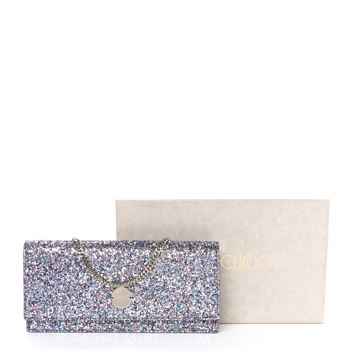 Glitter Clutch With Chain Bubblegum Mix