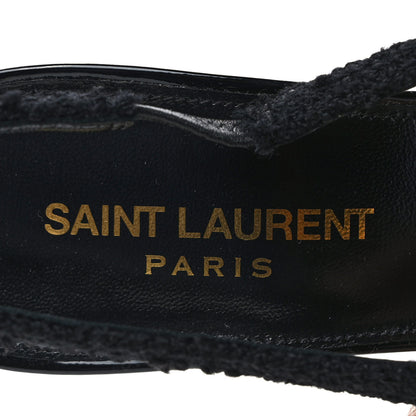 Saint Laurent Tweed Slingback Kendall 90 Pumps 38 Black 7 of 9