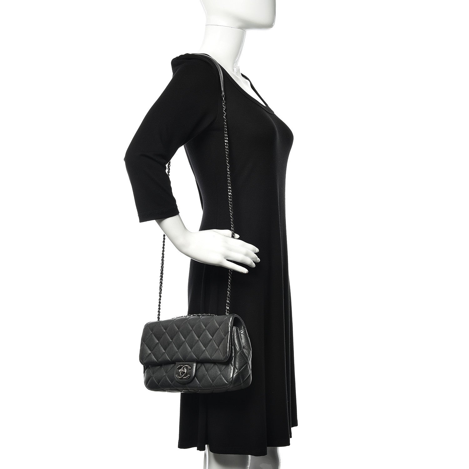 Chanel Metallic Calfskin Quilted Medium Medallion Flap Dark Silver 2 of 12