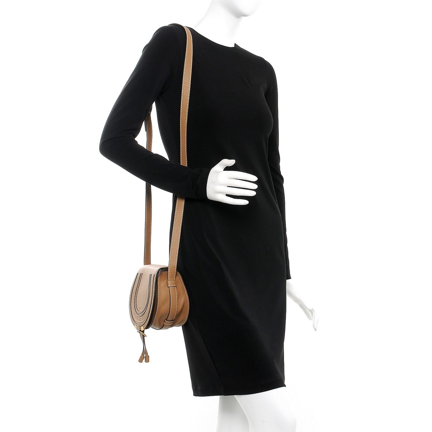 Calfskin Mini Marcie Round Crossbody Bag Nut