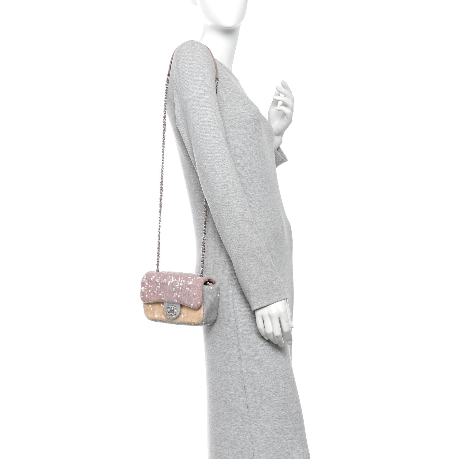 Chanel Sequin Mini Waterfall Flap Pink Blue Yellow 2 of 10