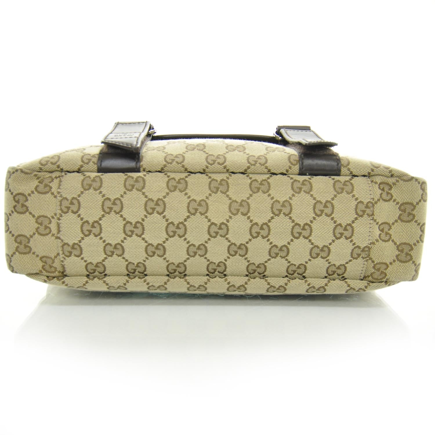 Gucci Monogram Medium Double Buckle Flap Messenger Bag Beige Dark Brown 4 of 9